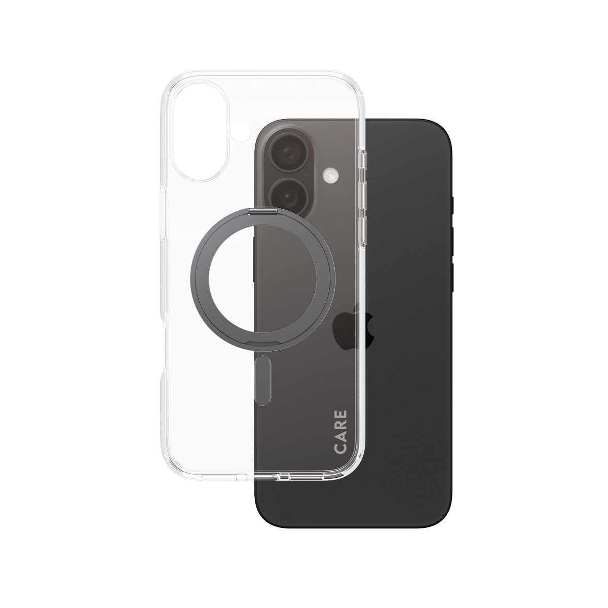 CARE by PanzerGlass® Case Transparent w. Black Kickstand & MagSafe iPhone 16 Plus